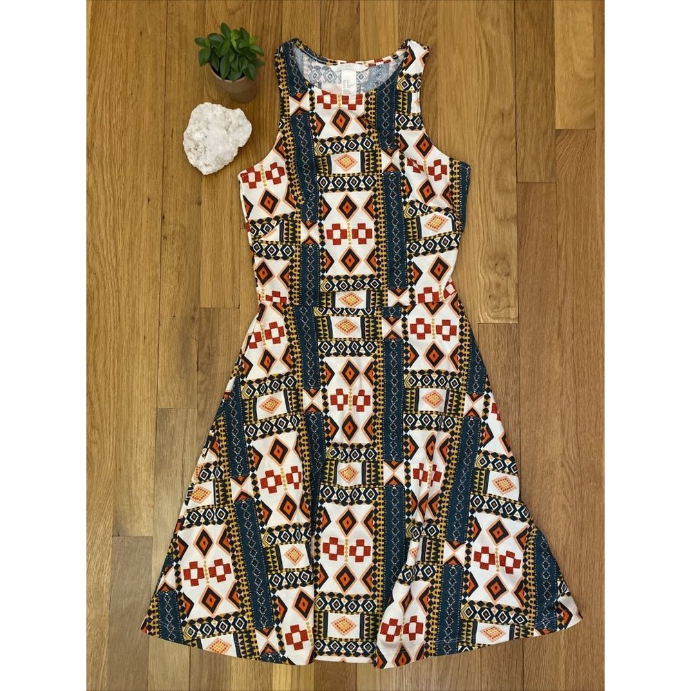 HM Sleeveless Geo Pattern Dress Racer Back soft stretch XS pullover